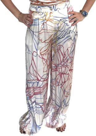 FRNCH Pastel Sketch High Rise Wide Leg Pants In Multi