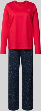 Schiesser Pyjama mit Rundhalsausschnitt in Rot, Größe 36