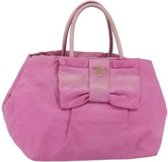 Prada Pre-owned Handbags, female, Pink, Size: ONE SIZE Pre-owned Nylon Handbag