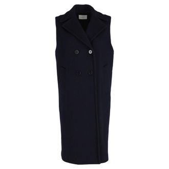 Sandro Sandro Paris mouwloze double-breasted jas van marineblauwe wol