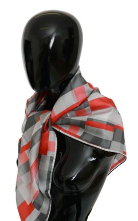 Costume National Womens Gray Red Silk Shawl Foulard Wrap Scarf