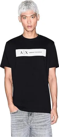 A|X Armani Exchange Box Chest Logo T-shirt Mens T Shirt Black : 2XL, Cotton