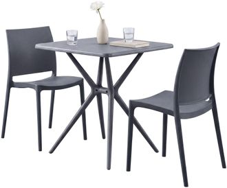 Clp Conjunto De Muebles De Jardin Amino Con 2 Sillas Gris Oscuro
