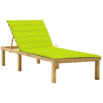 vidaXL Tumbona Con Coj&iacute;n Verde Brillante Madera De Pino Impregnada Vidaxl