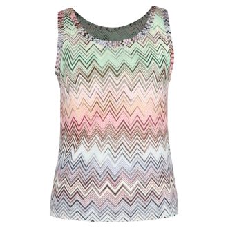 Missoni Abstract Zigzag Print Sleeveless Tank Top in Multicolor Rayon