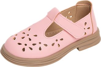 Generic Girls Princess Shoes Spring and Autumn New Hollow Small Leather Shoes Girls Single Shoes Middle and Big Children Breathable Shoes Girl Slipper Size 13