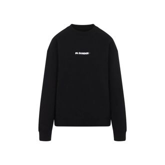 Jil Sander Minimalist Black Cotton Sweatshirt With Subtle Logo