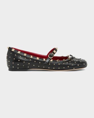 Valentino Garavani Rockstud Mary Jane Ballerina Flats