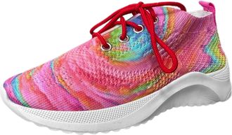 Generic 2026 Running Shoes Ladies Flyweaving Mesh Sports Casual Socks Breathable Plus Size Lightweight Sneakers (Red, 7)