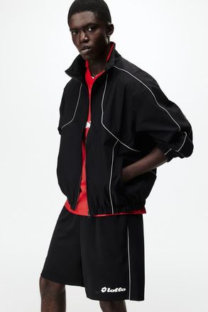 H&M Relaxed Fit Football Shorts in Black/lotto at Nordstrom, Size Xx-Large