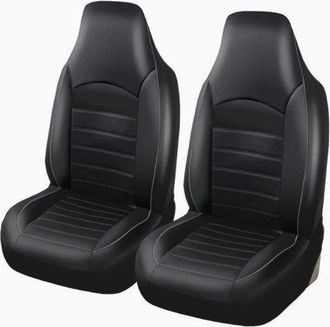 OEM Fundas Universales Deportivas De Cuero Sint&eacute;tico Pu Para Los Asientos Delanteros: Respaldo Bajo, Compatibles Con Airbag Y Ajuste Perfecto