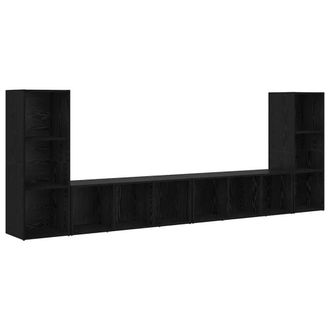 Berkfield Home TV Cabinet with Shelf with Storage 4 pcs Black oak Engineered wood