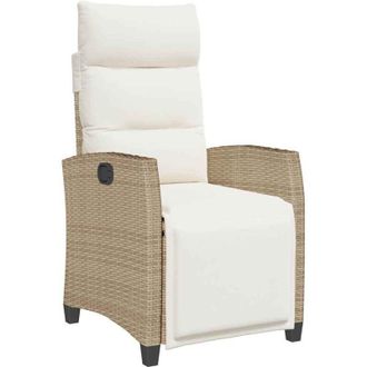 vidaXL Vidaxl - Sedia Reclinabile da Giardino con Tavolino Beige Polyrattan