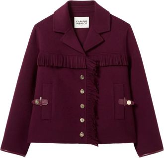 Claudie Pierlot Cappotto doppiopetto con frange - Viola