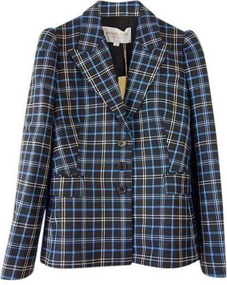 Michael Kors Collection Plaid Virgin Wool Tailored Jacket Size M