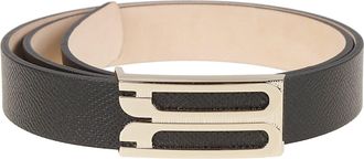 Victoria Beckham Textured Calf Leather Metallic Buckle Belt