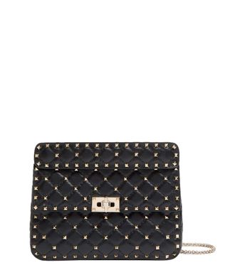 Valentino Garavani Black Rockstud Spike Medium Shoulder Bag