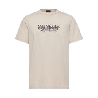 Moncler Text Logo T-Shirt - male - Moncler - T-Shirts - Beige - XL - Tops