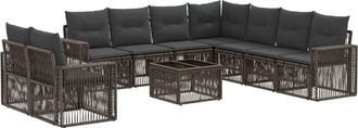 vidaXL Conjunto De Sof&aacute;s De Jard&iacute;n 10 Uds. Gris Y Gris Oscuro Vidaxl