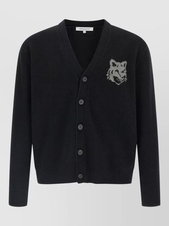 Maison Kitsun&eacute; fox head cardigan long sleeves v neckline