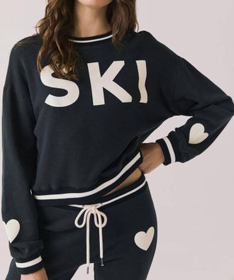 Chaser Ski Heart Sweatshirt In True Black