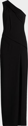 Black Halo Arliss One-Shoulder Crepe Gown
