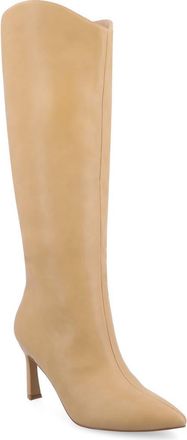 Journee Collection Rehela Pointed Toe Boot in Tan at Nordstrom Rack, Size 6.5 Regular Calf