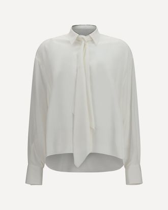 Brunello Cucinelli Silk cr&ecirc;pe de Chine Shirt with tie Female XS