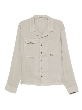 C.P. Company pocket linen shirt - men - Linen/Flax - L - Grey