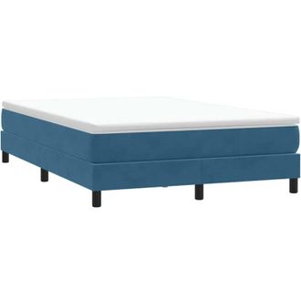 vidaXL Cama Box Spring Sin Colch&oacute;n Azul Oscuro Terciopelo 140x220 Cm Vidaxl