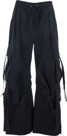 Dolce & Gabbana Black Cargo Pants With Elastic Waist With Faded Effect In Cotton Blend Woman