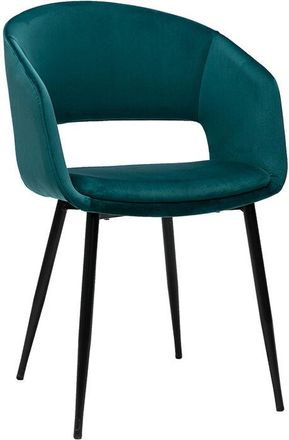 Miliboo Silla De Dise&ntilde;o De Terciopelo Azul Petr&oacute;leo Y Patas De Metal Negro Prisma