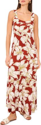 Vince Camuto Floral Wide Strap Maxi Dress in Chili at Nordstrom, Size Medium