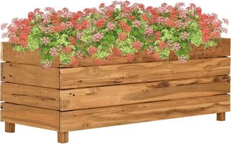 vidaXL Vidaxl - Arriate Elevado Madera De Teca Reciclada Y Acero 100x40x38 Cm