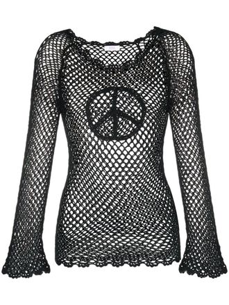 ERL Womens Hand Crochet Peace Top Knit