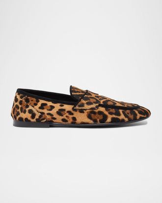 Dolce & Gabbana Men & apos;s Leopard-Effect Pony Slippers
