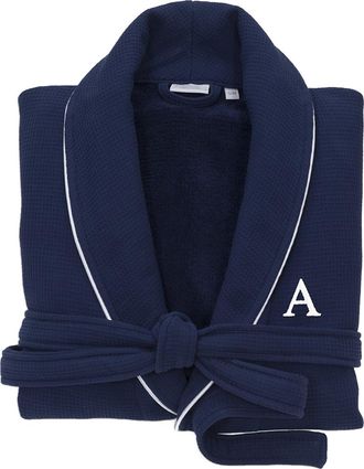 Linum Home Textiles Monogrammed Waffle Terry Bathrobe, (A-Z)