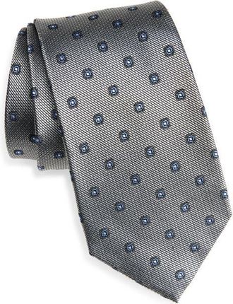 Nordstrom Geometric Silk Tie in Silver at Nordstrom