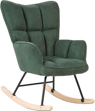 Beliani Silla mecedora tela verde esmeralda