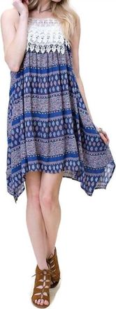 Greek Archaic Kori Asymmetrical Aztec Tank Dress In Blue