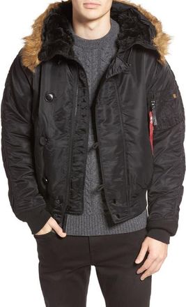 Alpha Industries N-2B Short Hooded Parka in Black at Nordstrom, Size Xx-Large