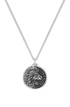 Vincero Mens Lion Pendant Necklace in Silver at Nordstrom