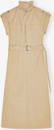 Ganni Beige Stretch Cotton Dress - Size 36 Organic