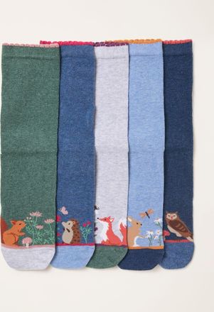 Fat Face FatFace Multi Navy 5 Pairs of Woodland Socks