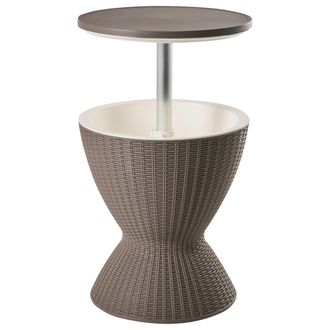 Beliani Mesa Cubitera Nevera 48 Cm Polipropileno Enfriador Ajuste De Altura Marr&oacute;n Aisa