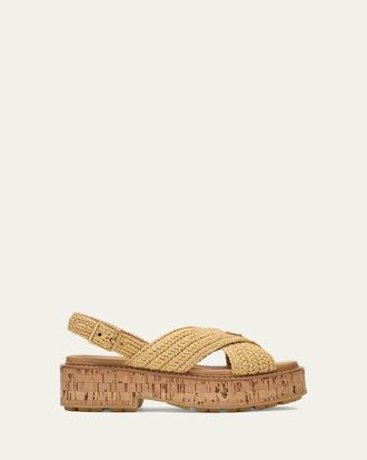 Prada Evolve Crochet and Leather Sandals