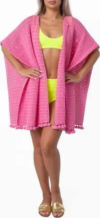 Burberry Crochet Technical Cotton Cape in Bubblegum Pink