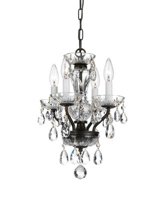 Crystorama Traditional Crystal 4-Light English Bronze Mini Chandelier