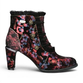 Laura Vita Laura Vita Floral Dames Victoriaanse rode leren enkellaarzen - Alcbaneo-130