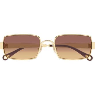Chlo&eacute; 53mm Gradient Rectangular Sunglasses in Gold /Brown Lens at Nordstrom